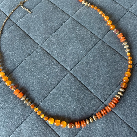 Vintage Orange Beaded Necklace! - Picture 2 of 5